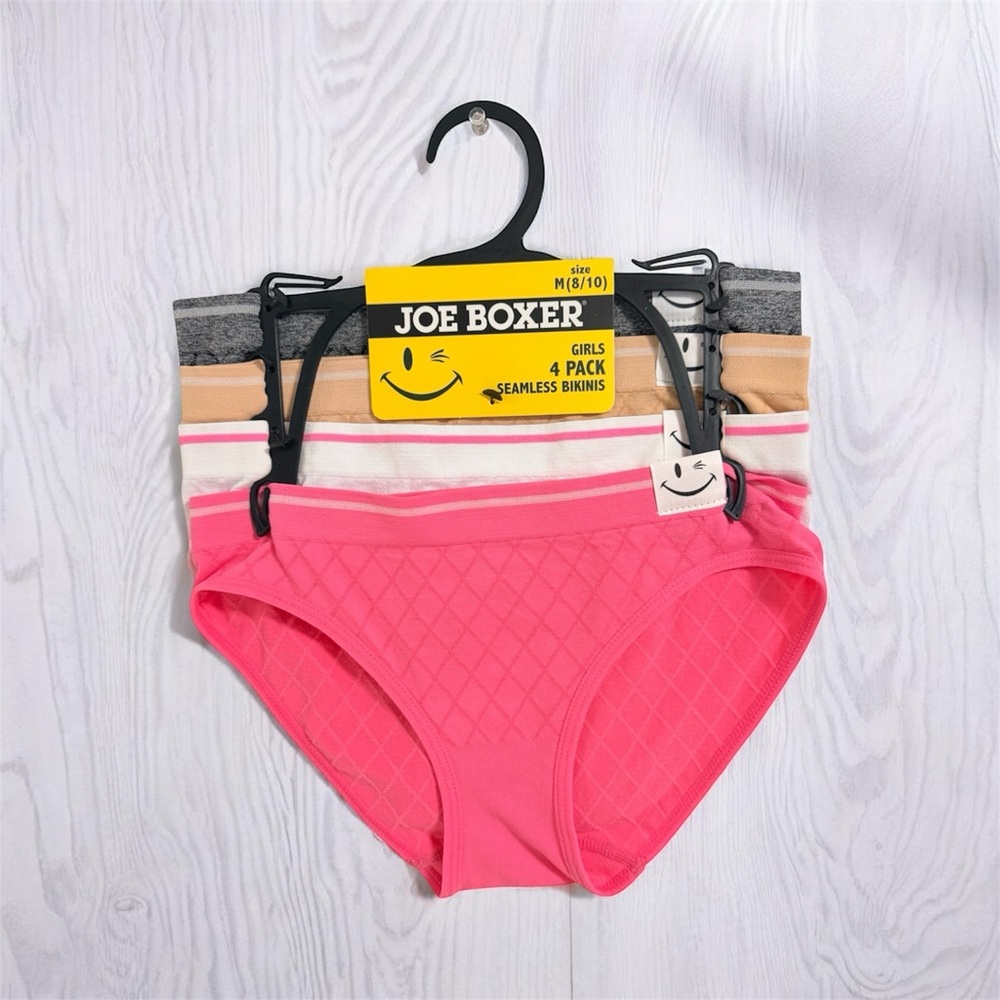 Joe Boxer Girls' 4-Pack Seamless Bikinis - Pink, Gray, Tan